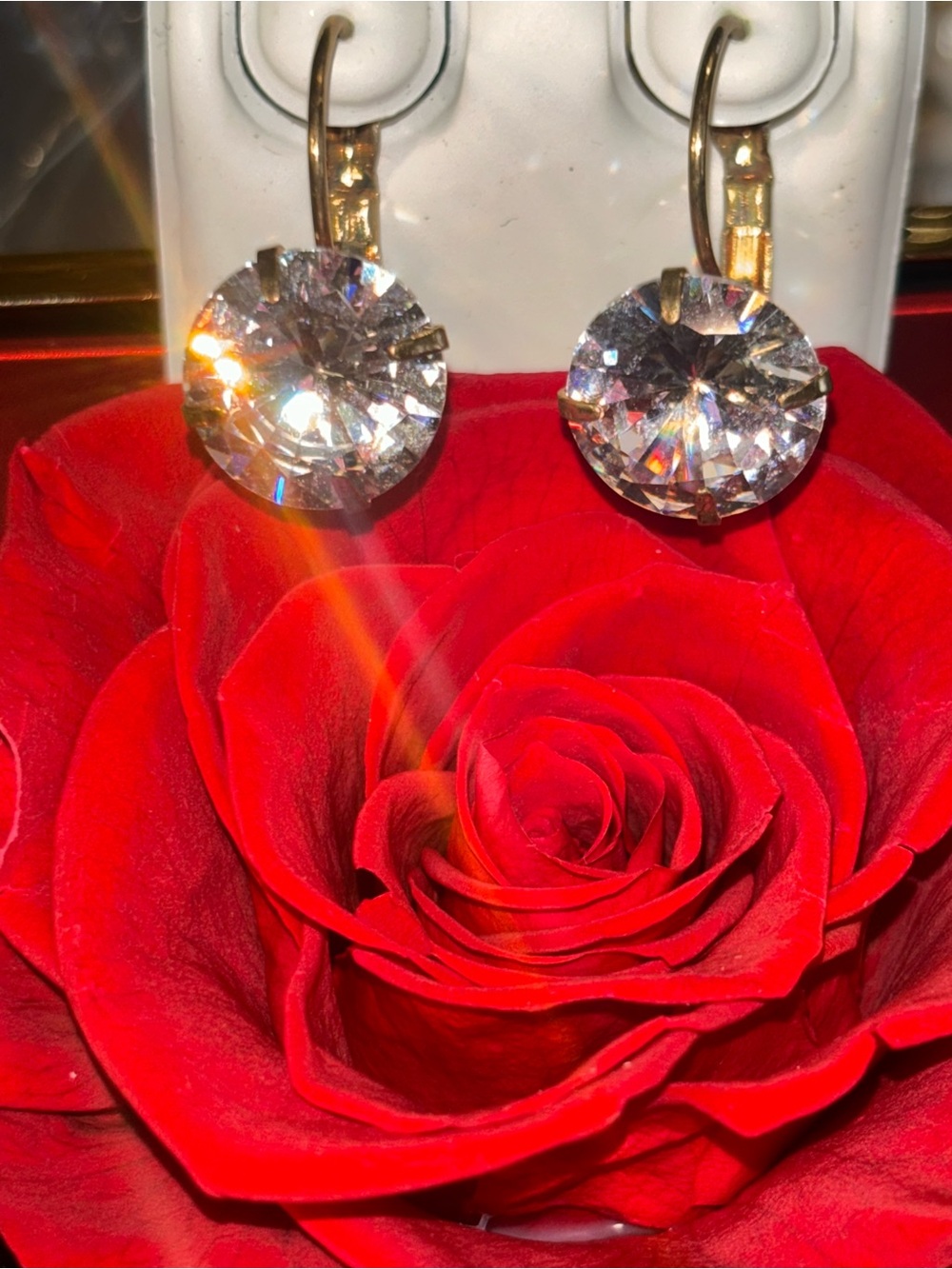 Gold-Tone Clear Crystal Drop Earrings - Elegant Women's Jewelry